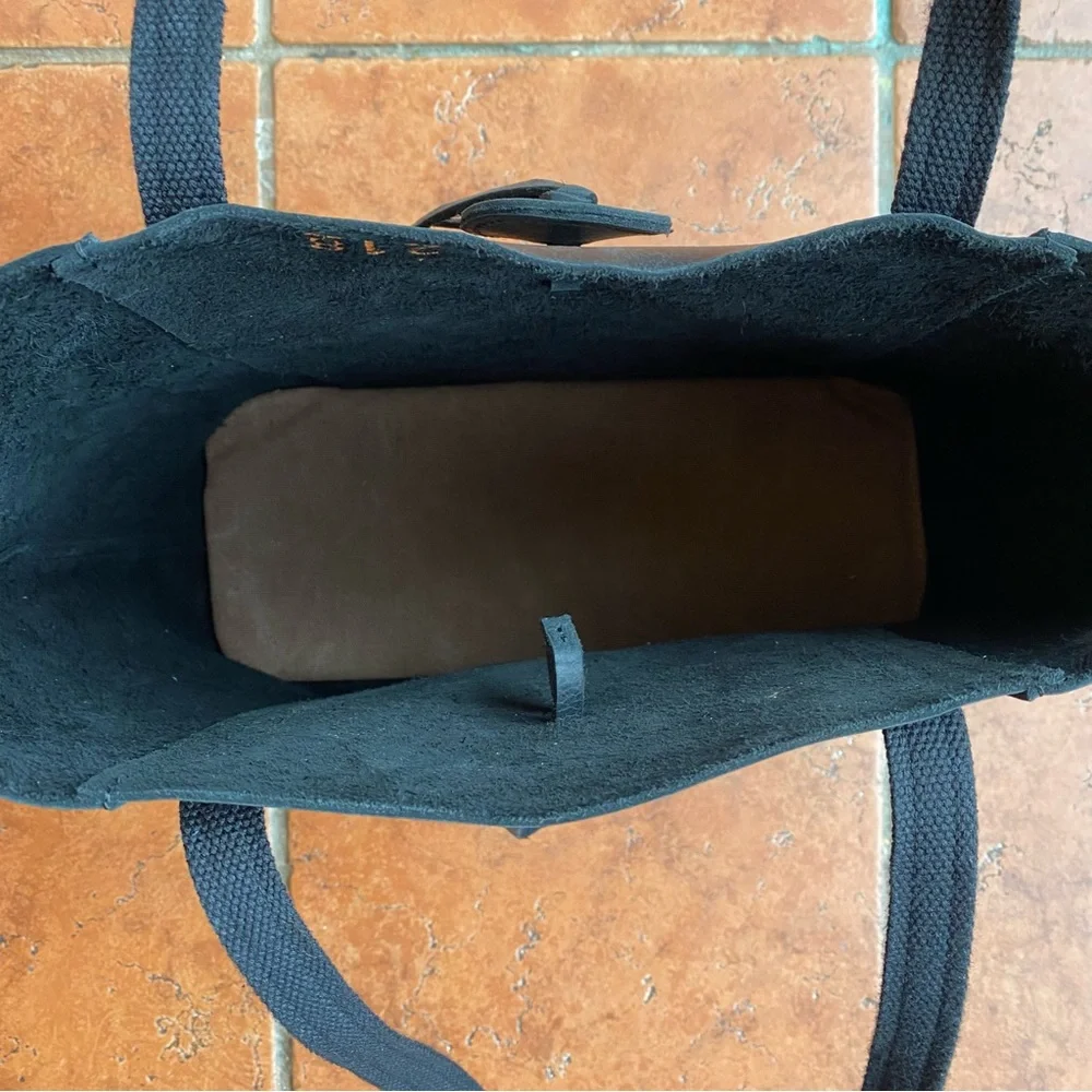 Distressed Black Leather Handbag 13 x17 toggle closure Insert included